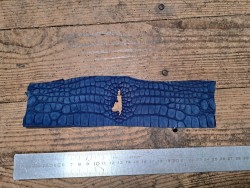 Morceau de cuir de crocodile nubuck - Bleu - Cuir en Stock