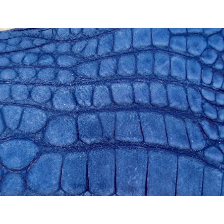 Morceau de cuir de crocodile nubuck - Bleu - Cuir en Stock