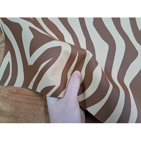 Morceau de cuir de veau nubuck zébre - Beige - Cuir en Stock
