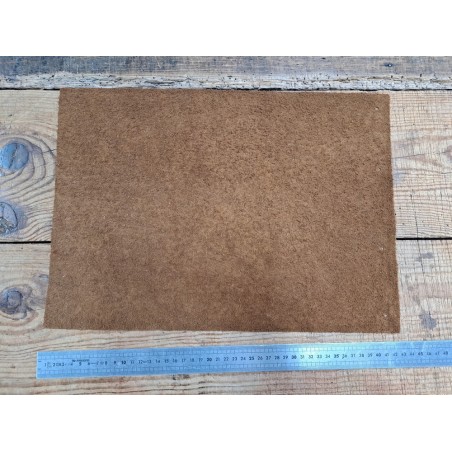 Morceau de cuir de veau nubuck zébre - Caramel - Cuir en Stock