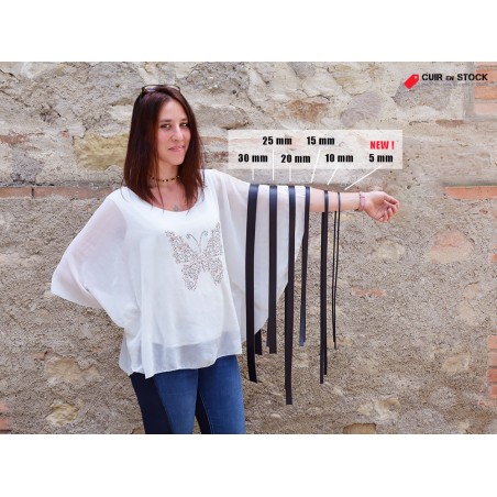 Bande de cuir souple double croupon velours vert army - Cuir en Stock