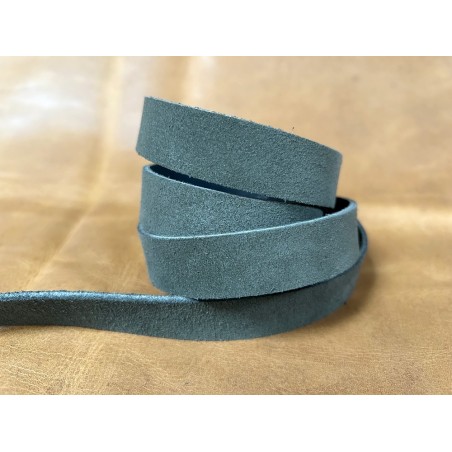 Bande de cuir souple double croupon velours vert army - Cuir en Stock