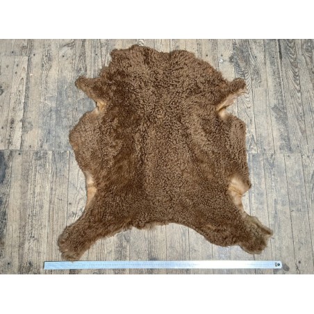 Peau de mouton lainée frisée brun noisette – Dos velours – Qualité italienne – Série limitée - Cuir en Stock