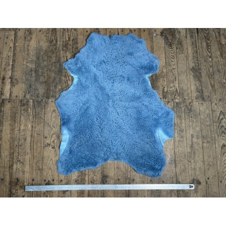 Peau de mouton lainée frisée bleu jeans – Dos velours – Qualité italienne – Série limitée - Cuir en Stock