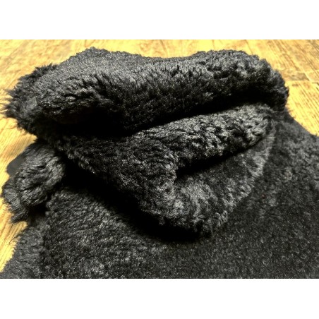 Peau de mouton lainée frisée noir bleuté – Dos velours – Qualité italienne – Série limitée - Cuir en Stock