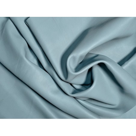 Peau de cuir de veau swift lisse - bleu lichen - maroquinerie - Cuir en stock