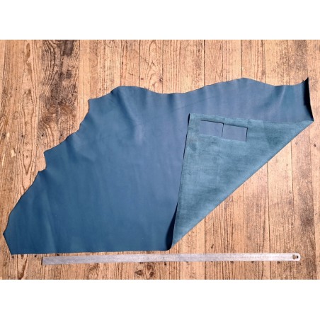 Peau de cuir de veau swift lisse - bleu denim - maroquinerie - Cuirenstock