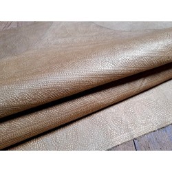 Bande de cuir de veau - grecque - or blanc - maroquinerie - cuir en stock