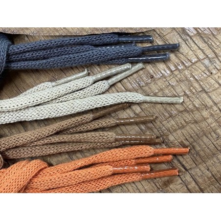 Lot de 4 paires de lacets plat coton tricoté - différent coloris - bonnes affaires - cuir en stock