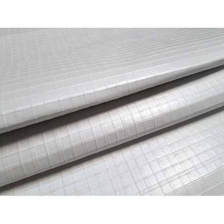 Bande de cuir de veau - quadrillage - nacré - blanc - maroquinerie - cuir en stock