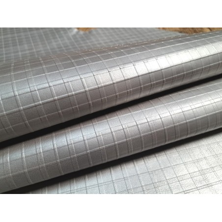 Bande de cuir de veau - quadrillage - nacré - argent - maroquinerie - cuir en stock
