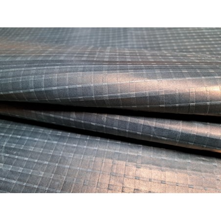 Bande de cuir de veau - quadrillage - vert canard - nacré - doré- maroquinerie - cuir en stock