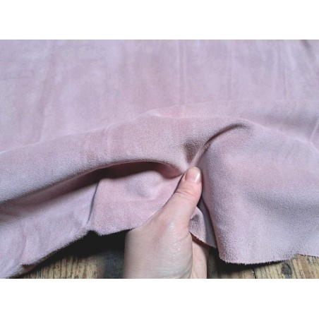 Peau de veau velours - ROSE CLAIR - Cuir en Stock