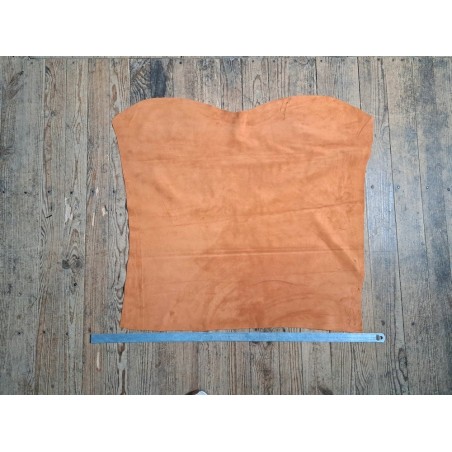 Peau de veau velours - ORANGE POUDRE - Cuir en Stock