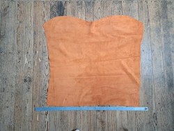 Peau de veau velours - ORANGE POUDRE - Cuir en Stock