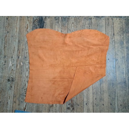Peau de veau velours - ORANGE POUDRE - Cuir en Stock