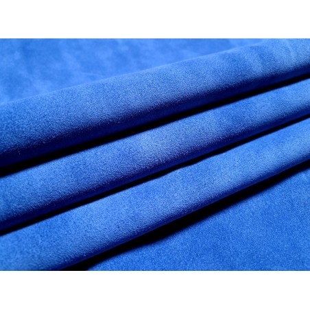 Peau de veau velours - BLEU DENIM - Cuir en Stock