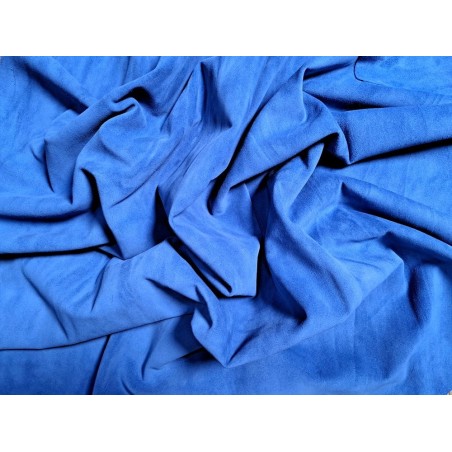 Peau de veau velours - bleu denim - Cuir en Stock