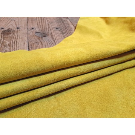 Peau de veau velours - JAUNE - Cuir en Stock