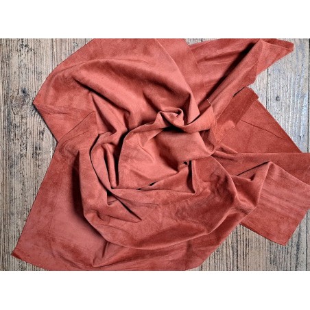 Peau de veau velours - paprika - Cuir en Stock