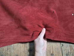 Peau de veau velours - BRIQUE ROUGE - Cuir en Stock