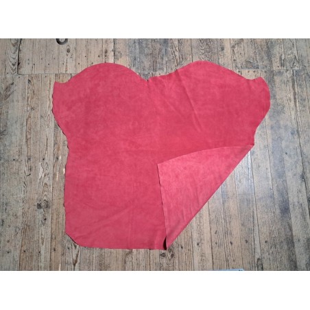 Peau de veau velours - FRAMBOISE - Cuir en Stock