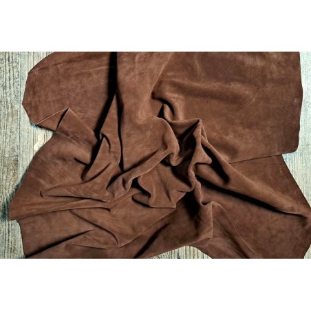 Peau de veau velours - café - Cuir en Stock