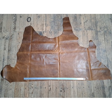 Demi-peau de cuir de vachette pullup ciré - Brun - B