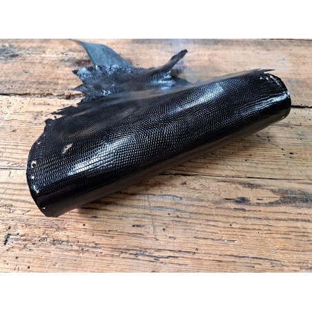 peau de cuir de lézard - noir - accessoire bijoux - cuir en stock