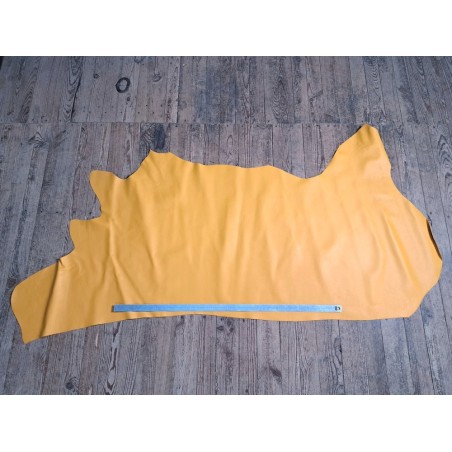Demi-peau de cuir de vachette grainé - Jaune - Cuir en Stock
