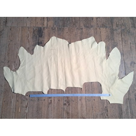 Demi-peau de cuir de veau lisse - Vanille - B - Cuir en Stock