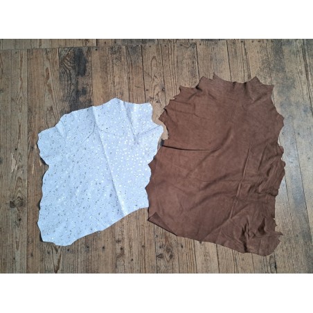 Lot de 2 peaux uniques - Cuir de chèvre et d'agneau - H