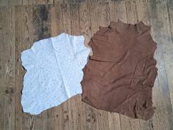 Lot de 2 peaux uniques - Cuir de chèvre et d'agneau - H