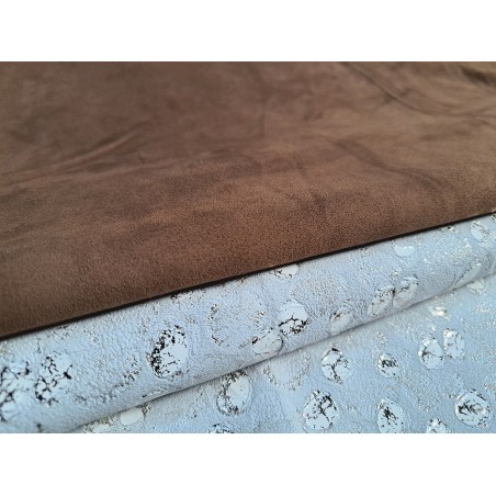 Lot de 2 peaux uniques - Cuir de chèvre et d'agneau - H