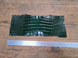 Morceau de cuir de crocodile véritable vert - Cuir en Stock