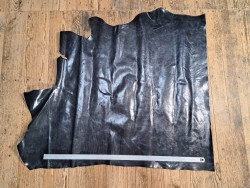 Demi-peau de cuir de vachette ciré pullup-végétal-Bleu marine-B