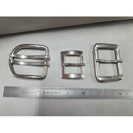 LOT de 3 boucles de ceinture - G - Nickelé - 25mm / 35mm / 40mm