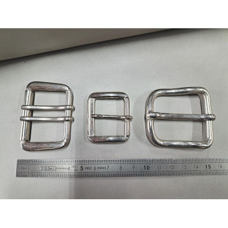 LOT de 3 boucles de ceinture - O - Nickelé - 30mm / 40mm