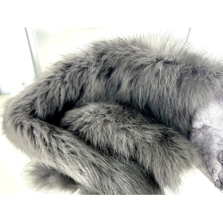 Cuir peau de lapin en poil Cuir en Stock Gris cendre