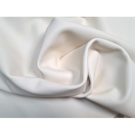 Peau de cuir de veau swift lisse - blanc crème - maroquinerie - Cuir en stock