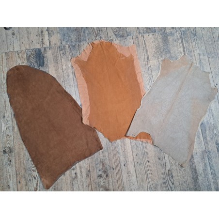 Lot de 3 peaux de cuir stretch - maroquinerie ou vêtement