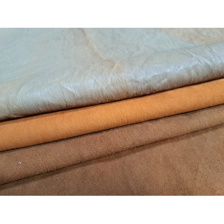 Lot de 3 peaux de cuir stretch - maroquinerie ou vêtement