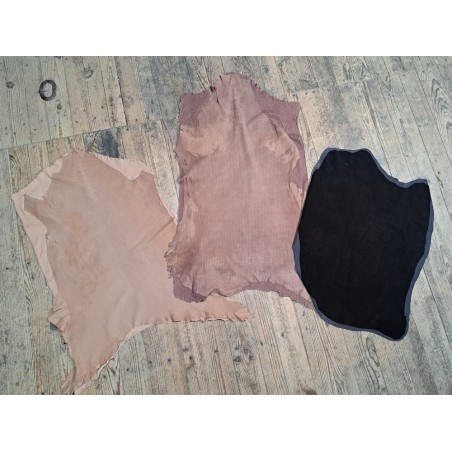 Lot de 3 peaux de cuir stretch - Cuir en Stock