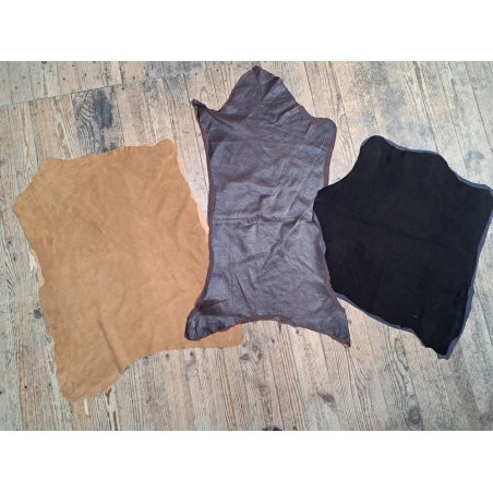 Lot de 3 peaux de cuir stretch - Cuir en Stock