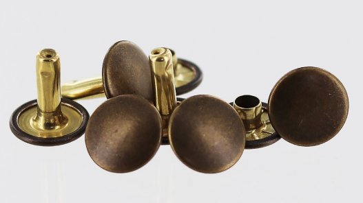 lot rivets double calotte acier bronze vieilli accessoire maroquinerie cuir en stock