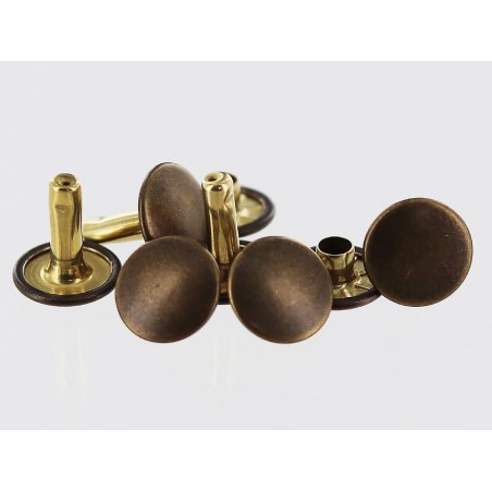 lot rivets double calotte acier bronze vieilli accessoire maroquinerie cuir en stock