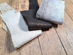 Peau de cuir de poisson - saumon - Cuir marin - Cuir en stock