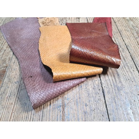 Peau de cuir de poisson - saumon - Cuir marin - Cuir en stock