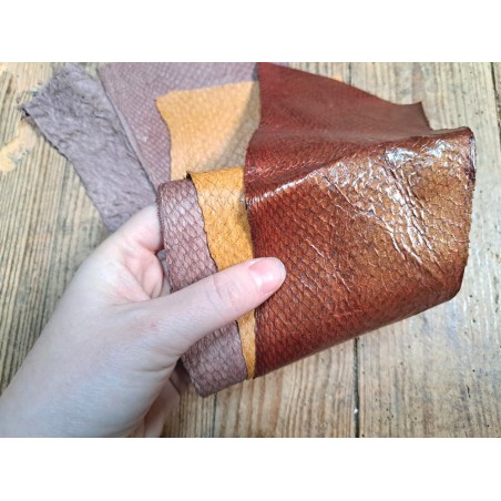Peau de cuir de poisson - saumon - Cuir marin - Cuir en stock