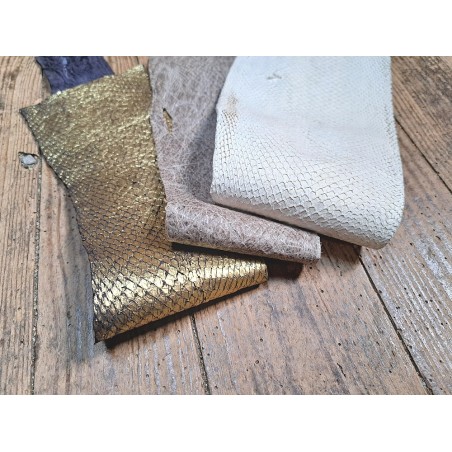 Peau de cuir de poisson - saumon - Cuir marin - Cuir en stock
